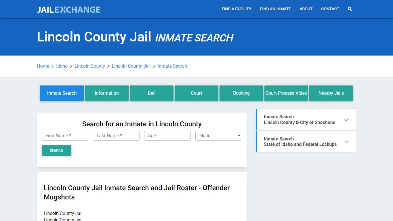 Lincoln County Jail, ID Inmate Search: Roster & Mugshots