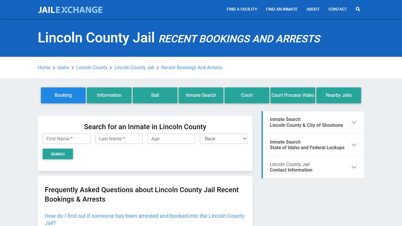 Lincoln County Jail Recent Bookings And Arrests - Jail Exchange